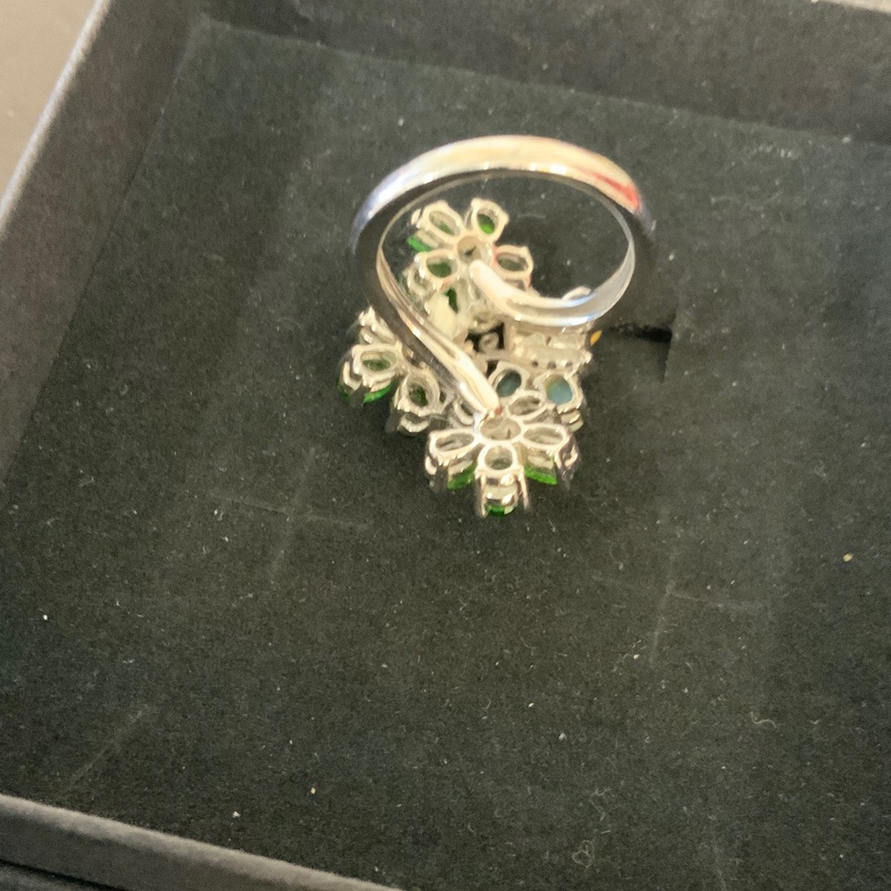 Sterling Silver Diopside and Ethiopian Opal Floral Butterfly Ring - Picture 3 of 6